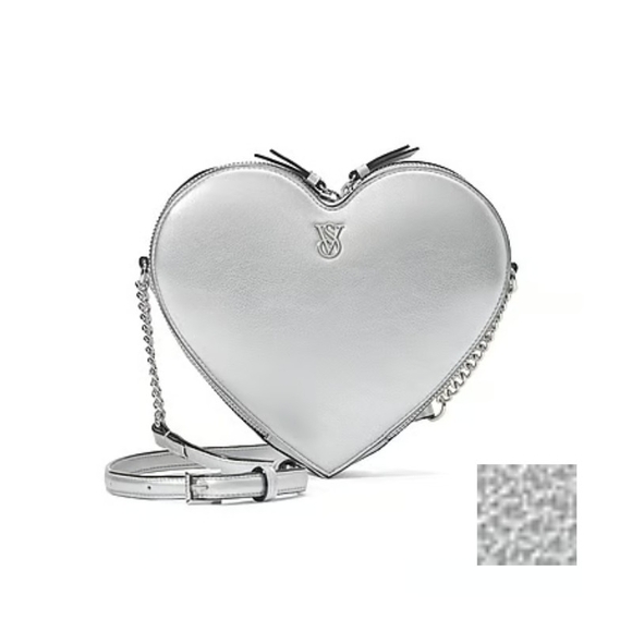 Victoria's Secret Handbags - Victoria's Secret Metallic Silver Heart Crossbody Bag